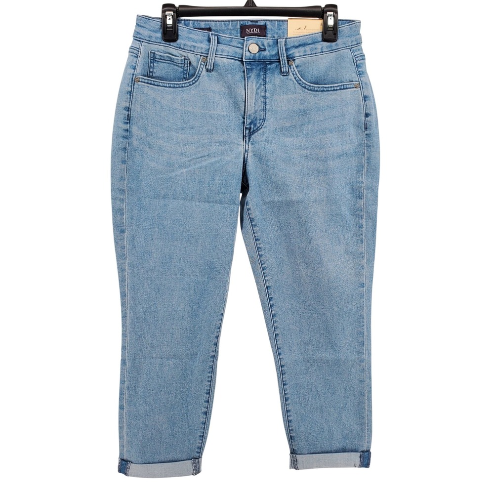 NYDJ Margot Girlfriend Kingston Jeans‎ Light Wash Denim Crop Pants Womens 8P